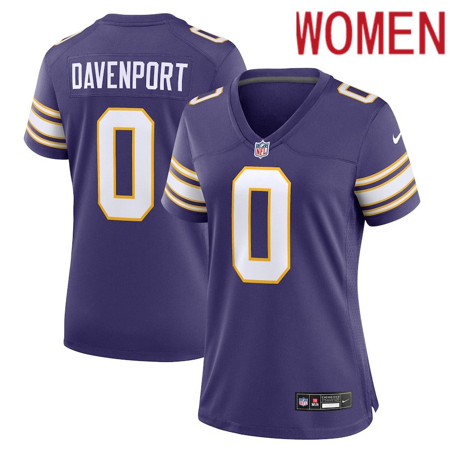 Women Minnesota Vikings #0 Marcus Davenport Nike Purple Classic Player Game NFL Jersey